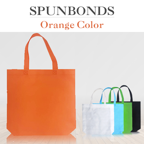 กระเป๋าผ้าสปันบอนด์พร้อมส่ง สีส้ม แนวนอน