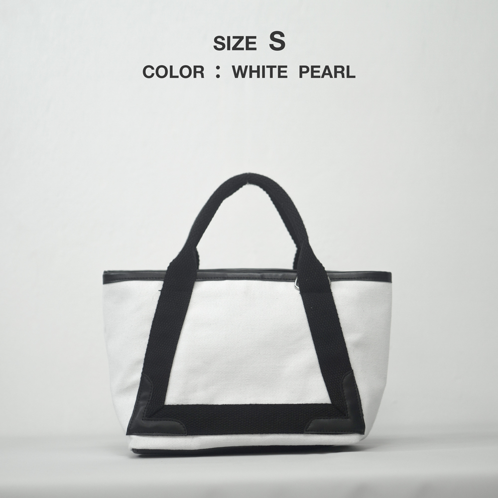 กระเป๋าผ้าขายส่ง Paris สีขาวไข่มุก CV008-11 ไซส์ S