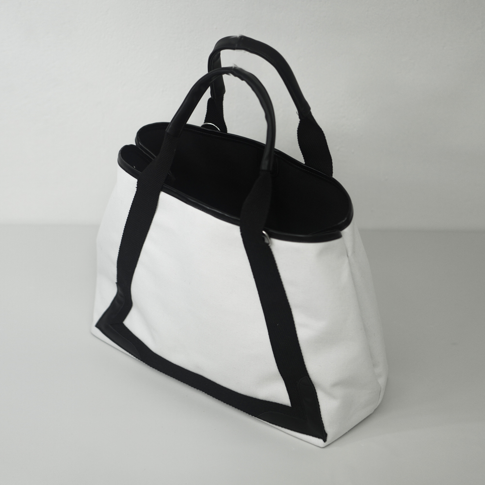 กระเป๋าผ้าขายส่ง Paris สีขาวไข่มุก CV008-13 ไซส์ L